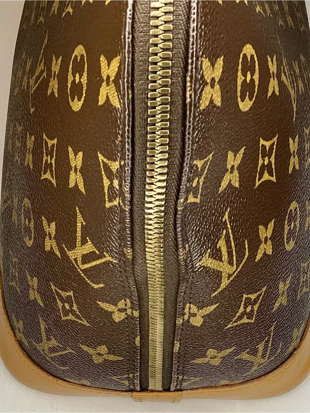 Louis Vuitton Brown Monogram Satchel with Tan Handles
